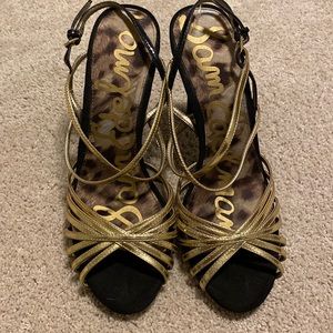 Sam Edelman Harlette gold leather strappy heels